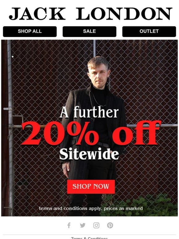 Further 20% Off Sitewide!