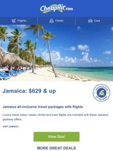 Hot Summer Deals: Jamaica w/flights $629+ / Costa Rica w/flights $1798+ (and more great deals!)