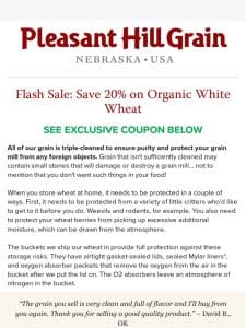 Organic Hard White Wheat Sale! — PHG News