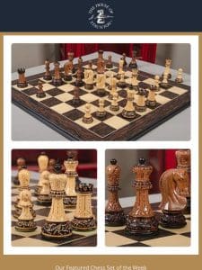 Our Featured Chess Set of the Week – The Burnt Golden Rosewood Zagreb ’59 Series Chess Pieces – 3.875″ King