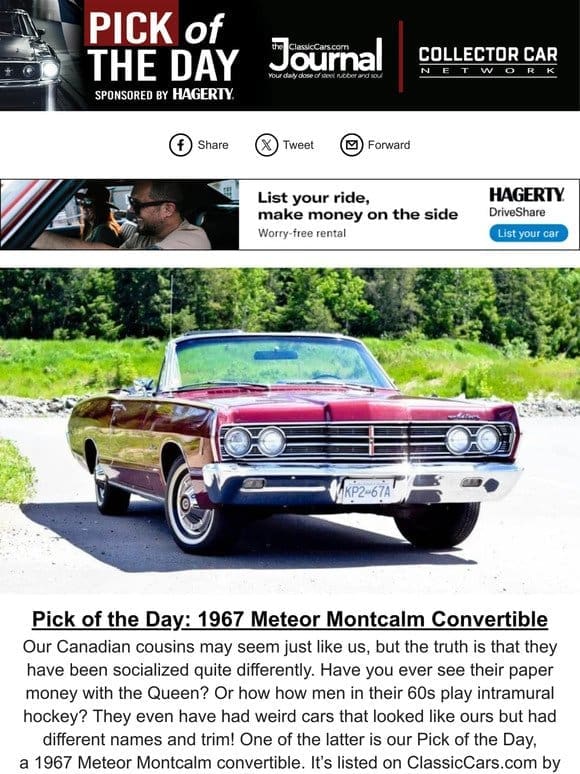 Pick of the Day: 1967 Meteor Montcalm Convertible
